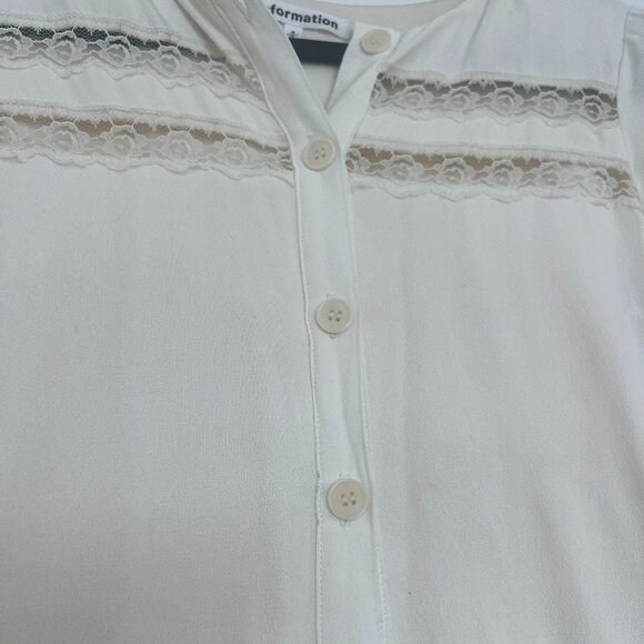 Reformation Woodson Lace Inset Button Front Midi Dress in Ivory - Picture 6 of 8